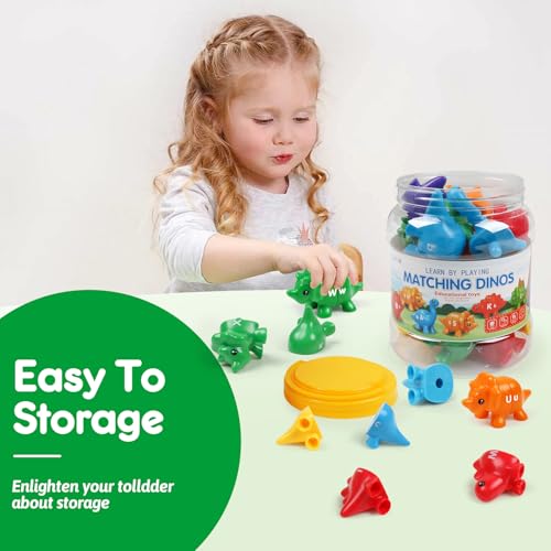 Image of USATDD Matching Letters Dinosaur Toy, Double-Sided ABC Letters Dinosaur Match Game Preschool Fine Motor Toy with Uppercase Lowercase Alphabet, Educational Learning Toys for Toddlers Boys Girls