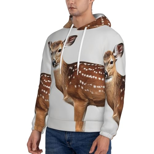 Men's Fleece Pullover Hoodie Long Sleeve Hooded Spotted Deer Sweatshirt Casual Shirts With Pockets3