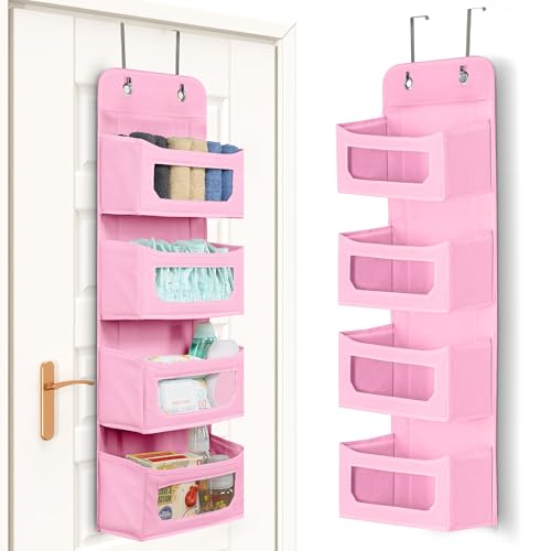 Image of Utopia Home 4-Shelf Hanging Closet Organizer - Over The Door Storage for Closet, RV, Baby, Kids, Nursery, Bedroom - Pink