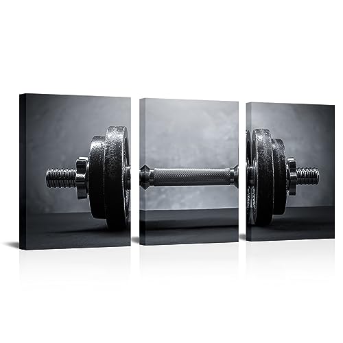YeiLnm-Fitness-Gym-Canvas-Wall-Art-Decor-Black-and-White-Modular-Dumbbells-Painting-Picture-Sports-Artwork-for-Boys-Men-Bedroom-Decoration-Framed-Ready-to-Hang