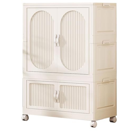 Muebles Almacenaje Armario Ropero Armario Económico Disponible en 4 Tamaños Múltiples Opciones De Almacenamiento Ruedas Giratorias con Freno Diseño Plegable(65 * 37 * 94cm)