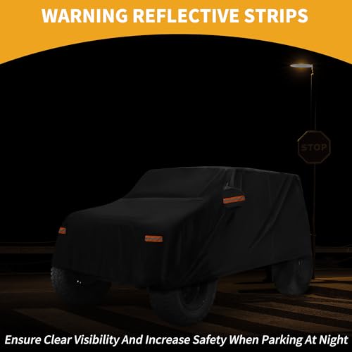 Image of Car Cover Waterproof All Weather Sun Rain Protection Full Exterior Cover for Jeep Wrangler 4DR Black with Left Side Zippers