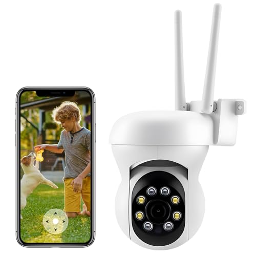Anluomania Videocamera Sorveglianza, 2MP Telecamera Wi-Fi, Telecamera WiFi 2.4GHz, con Rilevamento Umano, Allarme, 2 Vie Audio, Visione Notturna a Colori, IP65, per Interni Esterni