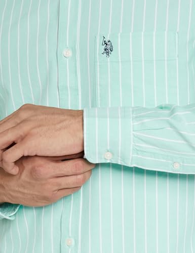 Image of U.S. Polo ASSN. Men's Yarn Dyed Oxford Stripe Spread Collar Full Sleeve Shirts