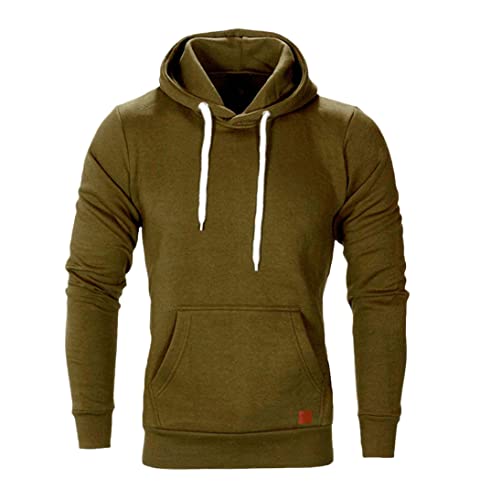 Sweat à capuche décontracté homme vert kaki manches longues mi-saison automne printemps L