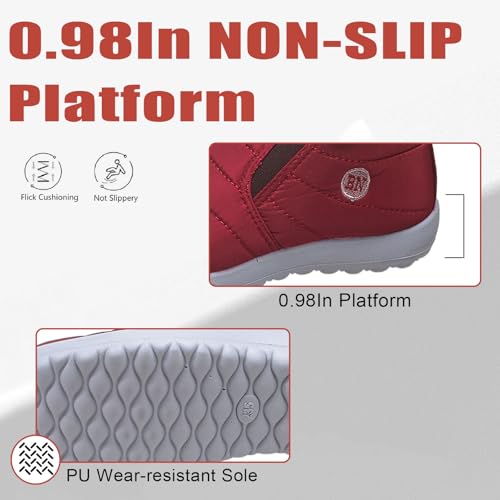 Women Waterproof Warm Winter Snow Boots Comfortable Soft Plush Lightweight Non-slip Slip on Short Boot for Cold Weather Outdoor Hiking Camping Ankle Boots4
