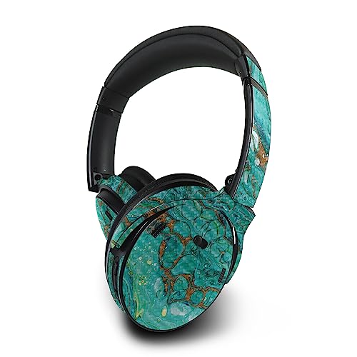Image of MightySkins Carbon Fiber Skin Compatible with Bose QuietComfort 45 Headphones Turquoise Ripple | Protective, Durable Textured Carbon Fiber Finish | Easy to Apply