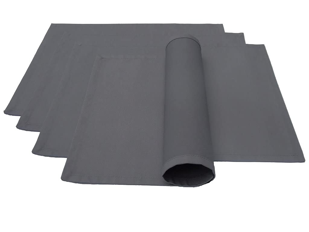 Lemos-Home Place Mat Set of 4 Approx. 46 x 36 cm Cotton Many Colours (Anthracite)