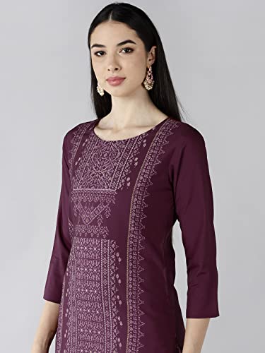 Image of Vaamsi Women's Crepe a-line Kurta (VPK1651E XS Maroon)