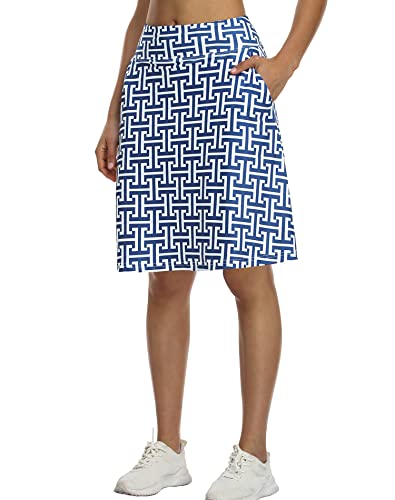 Coorun Pockets Workout Skirt Knee Length Pleated Athletic Skorts Skirts For Women With Pockets Petite Golf Skorts For Cycling Gym Pattern T,Large #TOP5