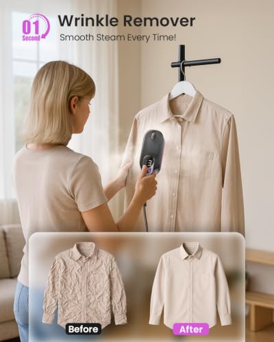 Image of LOXP 2-in-1 Handheld Steamer and Iron for Clothes, 1000W, 9s Fast Heat-Up | Travel Steamer with Ceramic Soleplate, Leak-Proof 170mL Tank, Self-Clean, Portable Wrinkle Remover for Home & Travel, 120V