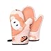 Voarge 1 Paar Verdickte Hitzebeständige Ofenhandschuhe, Küche Topfhandschuhe Mit Silikon Anti Rutsch Design, Geeignet Für Kochen, Backen, Grillen, 17.5X27.5Cm (Dunkelrosa Schweinchen)