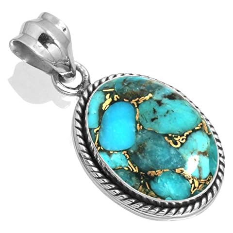 Jeweloporium Copper Blue Turquoise Silver Pendant Necklace Cover