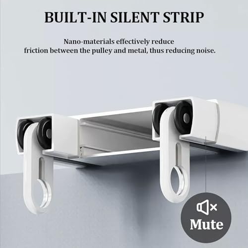 Ensemble de rideaux de plafond à double rail en aluminium robuste – 3,6 m – Séparateur de pièce pour salon, douche, chambre à coucher, baie vitrée – Solution de plafond suspendu gris