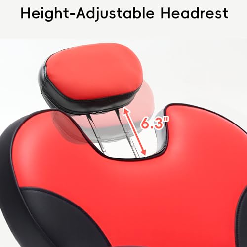 Image of Barber Chair with Heavy Duty Hydraulic Pump, Salon Chair for Hair Stylist, 360 Swivel 90-140 Backrest Reclining Chairs, Portable Height Adjustable Hair Chair for Barbershop (Red-Plain)