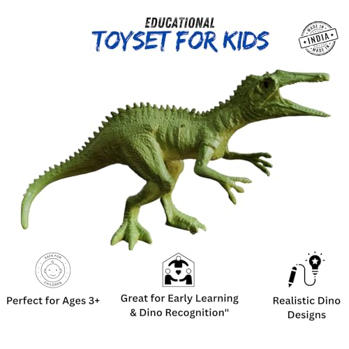 Image of ZESTHOME Big Dinosaur Toy for Kids | Realistic Hard Rubber Dinosaur Figure | Non-Toxic, Durable Jurassic Animal Toy for Boys & Girls 3+ Years | 15 cm | 4 piece