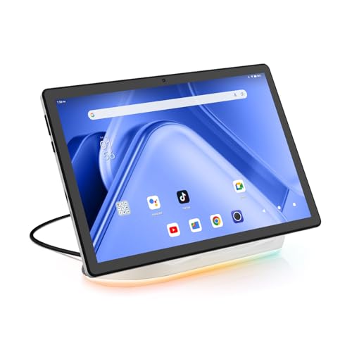 2026 Verbessertes Tablet, Android Tablet 10 Zoll mit Bluetooth-Lautsprecher-Dock, 14 GB RAM+64 GB ROM+1 TB TF, Octa-Core Tablet , Dual-Kamera, Langlebiger Akku, 1280*800, Wi-Fi 6&BT 5.3(Silver)
