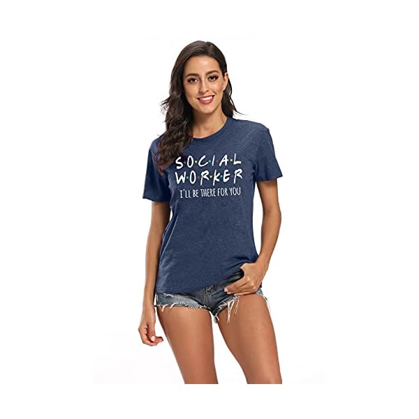 Social-Worker-T-Shirt-Women-Funny-Letter-Print-Graphic-Tees-Shirt-Casual-Short-Sleeve-Tops-Shirt-Coworker-Gift Social Worker T-Shirt Women Funny Letter Print Graphic Tees Shirt Casual Short Sleeve Tops Shirt Coworker Gift (L, Blue)