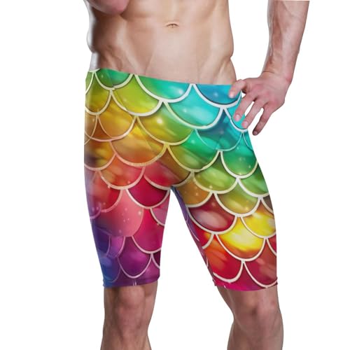 Color Mermaid Fish Scale Men's Swimsuit Swim Jammers L B0401392