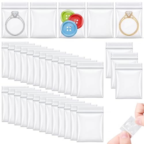 200 Stück Mini Druckverschlussbeutel Zip Beutel 3x2.5cm Kleine Plastiktüten Kleine Polybeutel Verschlussbeutel Transparente Wiederverwendbarer Mini Druckverschlussbeutel für Ringe Ohrringe Charm