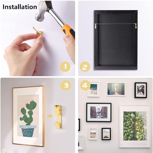 Image of 68 Pieces of 5 Models Picture Hanging Kit,10lb, 20lb, 30lb, 50lb and 100lb Picture Hangers, Metal Picture Hanging Hooks with Nails, on Drywall, Wooden Wall-Set C