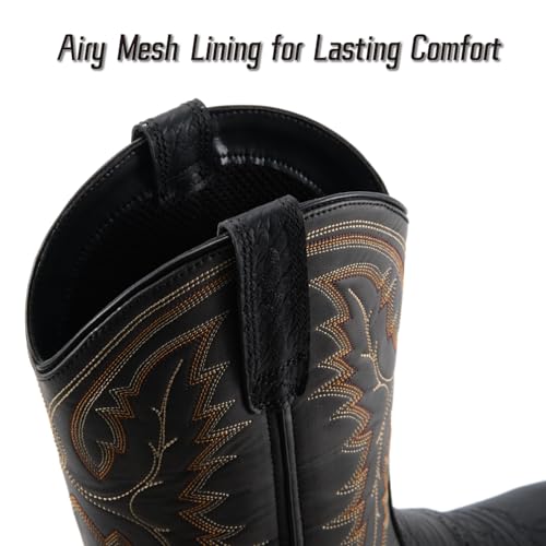 Image of SUREWAY Western Boots For Men - Mens Square Toe Cowboy Boot,Oil /Slip Resistant,Durable Fashionable Classic Pull on 10 Inch Wellington Boots - Soft Toe Work Boots