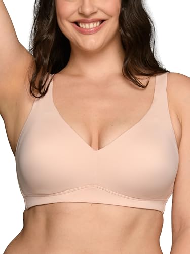 Vanity Fair Women's Beauty Back Smoothing Wireless Bra with Lift, Simple Sizing Available S-3XL, Light Lift - Bare Pink, Medium