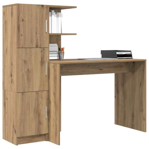 vidaXL Bureau 2 pcs Chêne Artisanal, Bureau Moderne, Table Ergonomique pour chez soi, Meuble stylé pour Travailler, Espace Durable pour la productivité