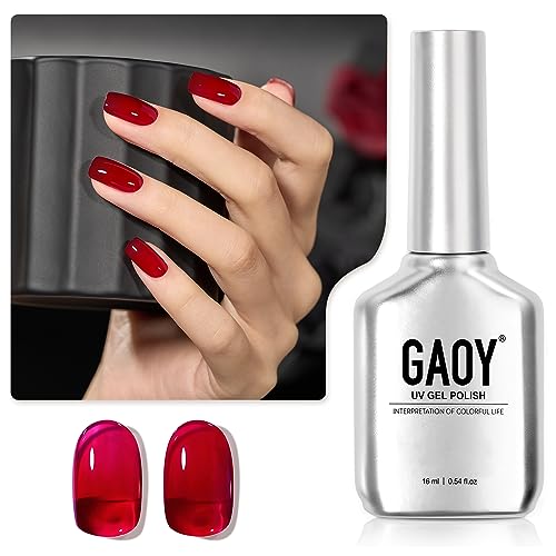 GAOY Sheer Red Gel Nail Polish,16ml Soak Off Jelly Gel Polish, Tr...