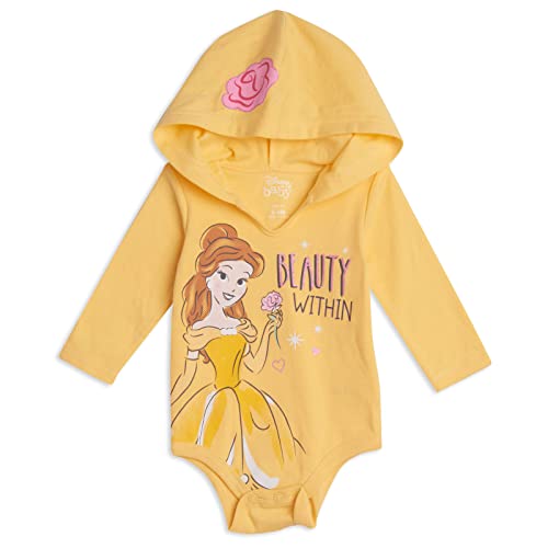 Disney Princess Ariel Cinderella Princess Belle Baby Girls Cuddly Bodysuits Newborn to Infant3