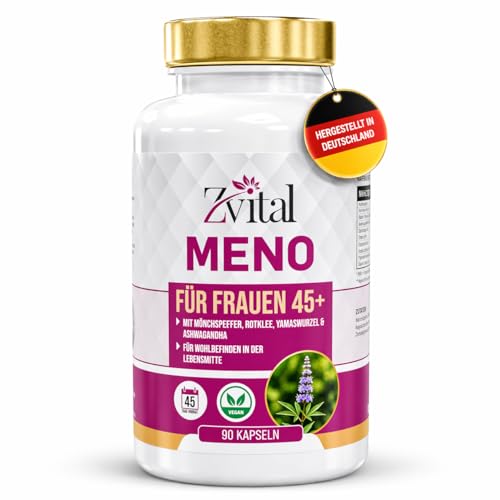 ZVITAL Wechseljahre Kapseln Frauen 45+ – Menopause Kapseln – Perimenopause Komplex mit Mönchspfeffer, Yamswurzel, Rotklee, Ashwagandha & Vitaminen – Hormon Balance – Vegan – 90 Kapseln .DE