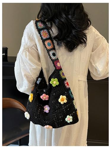 SHENHE Women's Crochet Tote Bag Hollow Out Slouchy Crossbody Beach Shoulder Bag for Travel Daily4