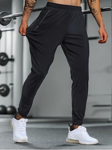 High Waist Workout Leggings for Men, Comfortable Athletic Yoga Pants, Stretchable Gym and Running Tights (Black, XXL)3