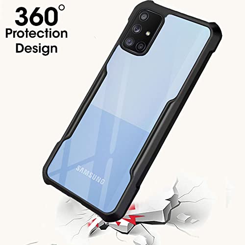 Image of TheGiftKart Shockproof Crystal Clear Back Cover Case for Samsung Galaxy A71 | 360 Degree Protection | Protective Design | Transparent Back Case Cover (PC & TPU, Black Bumper)