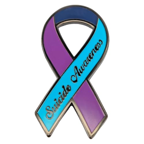 Enamel Pin,Suicide Awareness Blue Ribbon Lapel Pin,Mental Health Support Badge,Hope Symbol Jewelry, Shirt Brooch,Gift for Advocates Teens Friends Family,DIY Decor,Pin on Denim Jacket Canvas Bag