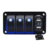WENLICP 3 Gang Waterproof Rocker Switch and 4.8A Dual USB with Pre-Wired IP65 Waterproof for RV Boat