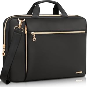 Lausiax Laptop Case Bag 17 17.3 18 inch for Women Men Compatible with HP OmniBook Pavillion, Acer Aspire Nitro, IdeaPad, Precision, ASUS Vivobook, MSI, LG, Slim Messenger Strap Briefcase Computer Bag, Black
