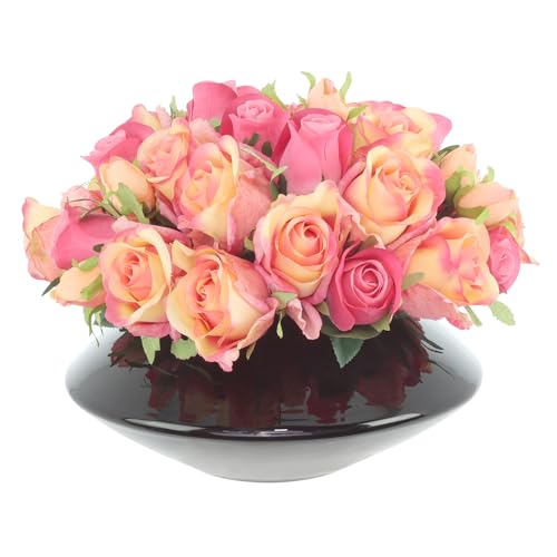 Rosas secas en jarrón de vidrio miniatura 1