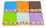Kimbatex Textil Hogar Tienda Juego de 12 Paños de Cocina Multicolor, 50 x 50 cm, 100% Algodón Rizo Americano 500g/m², Diseño de Frutas Fabricado en Portugal. (Naranjas)
