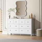 wanan 8 Drawer Dresser, 50' Modern White Dresser &Chests of Drawer, 8 Drawer Wide Dressers for Bedroom