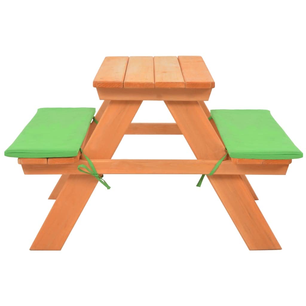 Tavolo da picnic con panche integrate, 89 x 79 x 50 cm, in legno di abete massiccio, resistente alle intemperie, con cuscino in poliestere impermeabile con imbottitura spessa, facile da