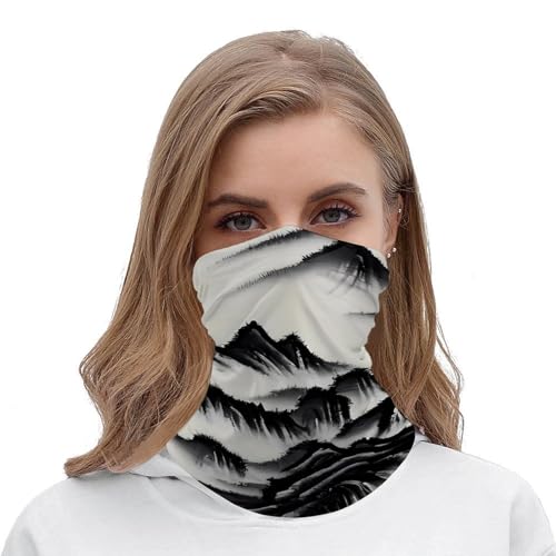 Pasamontañas elástico con diseño de pintura de paisaje chino para clima frío, cubrecuello y bufanda para motociclistas, ciclismo, esquí y actividades al aire libre para hombres y mujeres miniatura 5