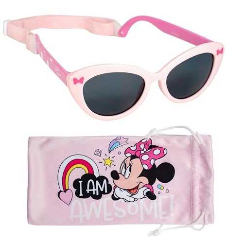 Minnie Mouse Official Baby Sunglasses | Disney Accessory with Carrying Case and Adjustable Strap | Safe UV 400 | Baby/Toddler