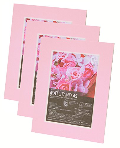Chikuma フォトフレーム マットスタンド45 L ピンク 3冊セット 30115-8