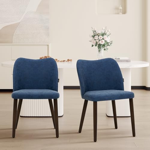 Image of Wooden Dining Chairs Set of 2, Upholstered Kitchen Dining Room Chair, Modern Farmhouse Dinner Chair for Restaurant & Cafe, Blue