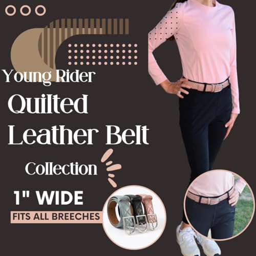 Kids Equestrian Genuine Leather Quilted Belt for Breeches, Durable Stainless Steel Buckle Toddlers, Kids, Girls, Teen2