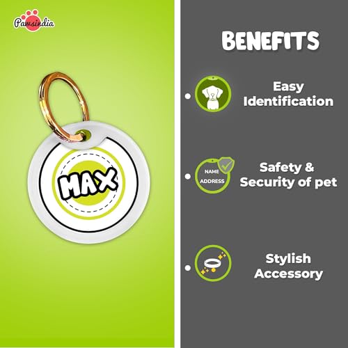 Image of Pawsindia Reflective Collar with Name Tag for Small & Medium Dogs, 0.75 Inches Wide and Adjustable Length Comes with Customize Name Tag - Green