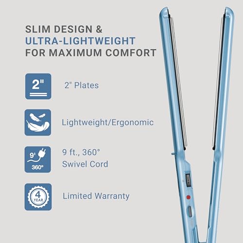 BaBylissPRO Nano Titanium Flat Iron Hair Straightener , 2" Ultra- Thin Hair Straightener Iron for Professional Salon Results and All Hair Types by BaBylissPRO - Image 3