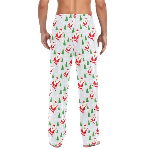 Christmas Trees and Santa Men's Pajamas Pants Cotton Sleep Bottoms Pants Lounge Sleepwear - S3