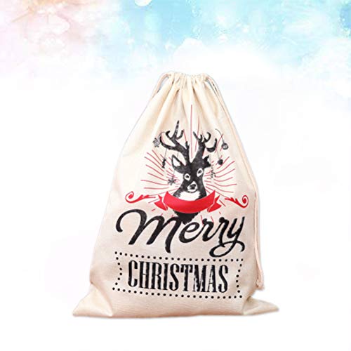 BESTOYARD 1 st Kerst Trekkoord Gift Tassen Grote Linnen Gedrukt Santa Sack Rugzak Winkelen Tassen voor Kids Meisjes… - Afbeelding 8